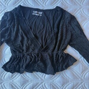 Urban Outfitters Black Dot Wrap Top